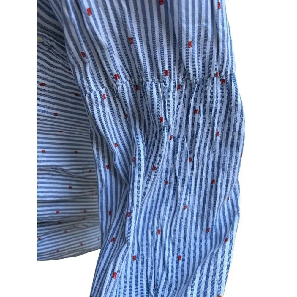 OLD NAVY chambray stripe red fleck boho button front tunic  EUC plus sz XXL